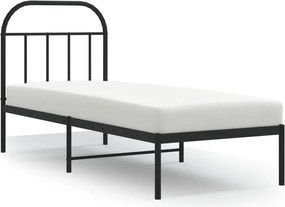 vidaXL fekete fém ágykeret fejtámlával 75 x 190 cm