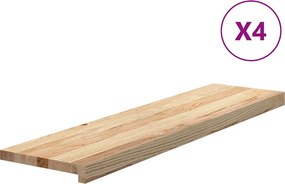 vidaXL 4 db tömör tölgyfa lépcsőfokok kezeletlen 100x30x2 cm