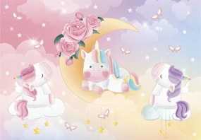 Fotótapéta flizelina Unikornisok rózsák pillangók hold pasztell 200x140 +ragasztó