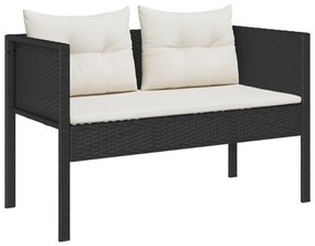 Kültéri Kanapé Szett Fekete Szintetikus Rattan Közepes