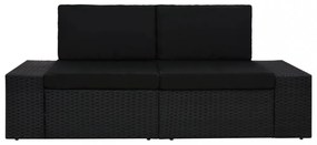 vidaXL 2 személyes fekete elemes polyrattan kanapé