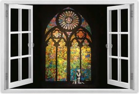 Poszterek 90x60 Banksy ólomüveg templom