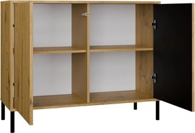 KAMARO 2D Slim komód 103.5x40x82.5 cm, tölgy-fekete
