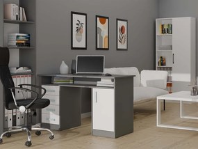 ADA íróasztal 125x55x75 cm, fehér-antracit