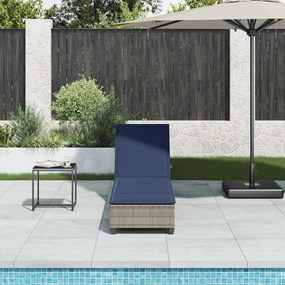 Szürke polyrattan napozóágy párnákkal 55x200x25,5 cm