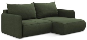 Zöld kinyitható-tárolóhelyes sarokkanapé (jobb oldali) Nanea – Makamii