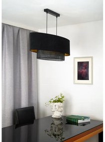 Duolla - Csillár zsinóron DOUBLE OVAL RATTAN 2xE27/15W/230V fekete/rattan