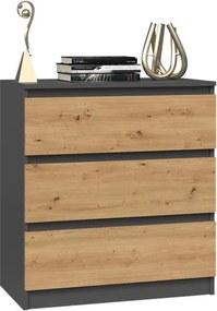 M3 fiókos szekrény, antracit-tölgy