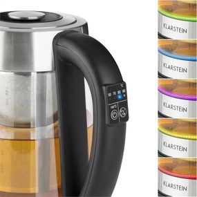 Klarstein Ostfriese, vízforraló és teafőző 2 az 1-ben, 1,7 L, 2200 W, LED, rozsdamentes acél, üveg