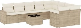 vidaXL 10 részes bézs polyrattan kerti ülőgarnitúra párnával