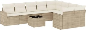 vidaXL 10 részes bézs polyrattan kerti ülőgarnitúra párnával