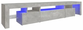 betonszürke TV-szekrény LED lámpákkal 215x36,5x40 cm