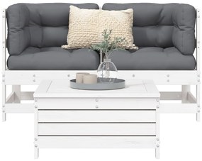 vidaXL fehér 3 részes tömör fenyőfa kerti kanapészett