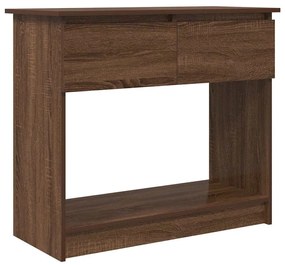 barna tölgyszínű konzolasztal fiókokkal 85,5x38,5x74,5 cm