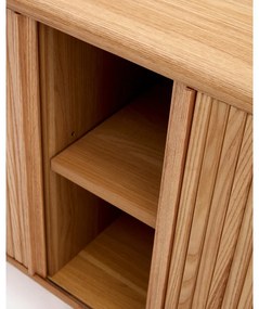 Natúr színű komód tolóajtóval kőrisfa dekorral 180x75,5x40 cm Mailen – Kave Home