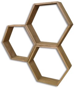 KÉSZLET 3x Fali polc fenyő barna