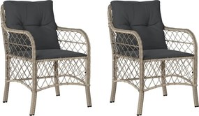 vidaXL 2 db világosszürke polyrattan kerti szék párnával