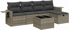 vidaXL 6 részes világosszürke polyrattan kerti ülőgarnitúra párnákkal