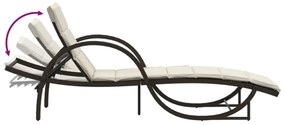 barna polyrattan napozóágy párnával 60 x 199 x 42 cm