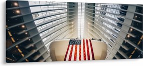 Építkezés az USA zászlóval képe (120x50 cm)