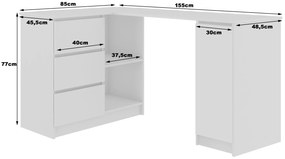 Sarok PC asztal Bienvenida (fehér + fényes fehér) (L). 1117055