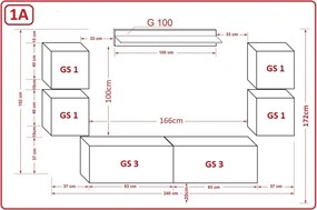 Prince Concept 41 nappali bútor szett magasfényű fekete (256CM)
