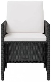 9 darabos fekete kültéri polyrattan és akácfa étkezőszett
