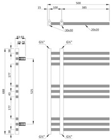 Sapho - Fürdőszobai radiátor MAGDALENA 241W/230V 50x69 cm fényes króm