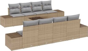 vidaXL Kerti Kanapé Szett párnával 8 pcs Barna és szürke polirattan