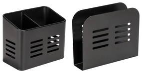 Fém evőeszköz és szalvéta tartó szett 2 db-os Black Outdoor Kitchen Baco – Wenko