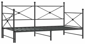 kihúzható kanapéágy matrac nélkül fekete 107x203 cm acél