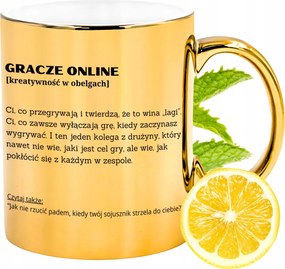 Arany csillogó bögre játékosoknak Ajándék Nyomtatott Fotóval