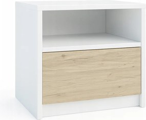 Éjjeliszekrény Viva 41×50×36 fiókkal és polccal fehér/tölgy costland satin