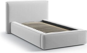 Ezüstszínű kárpitozott ágyneműtartós egyszemélyes ágy ágyráccsal 90x200 cm Jodie – Micadoni