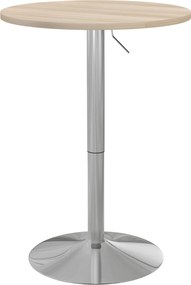 HOMCOM Kerek Bárasztal Magas Konyhai Asztal Magasságállítás 69-91 cm 360° Forgó Asztallappal Természetes és Szürke Acél Alap | Aosom