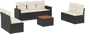 vidaXL 8 részes fekete polyrattan kerti ülőgarnitúra párnákkal