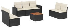 vidaXL 8 részes fekete polyrattan kerti ülőgarnitúra párnákkal