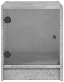 2 db betonszürke éjjeliszekrény üvegajtókkal 35 x 37 x 42 cm
