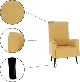 Füles fotel, sárga/fekete, SAMY