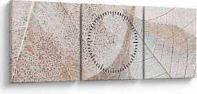 Kép - Bézs levelek (órával) (90x30 cm)