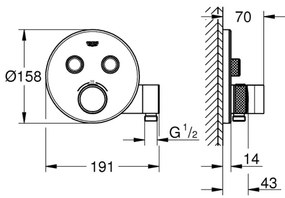 GROHE 29120000 - GROHTHERM SMARTCONTROL termosztátos falba süllyesztett zuhanycsaptelep + krómozott tartó