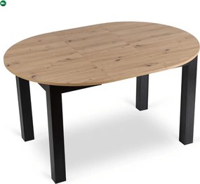 szett étkezőasztal HARRY 102-142 cm artisan tölgy/fekete és 4 szék BARI fekete