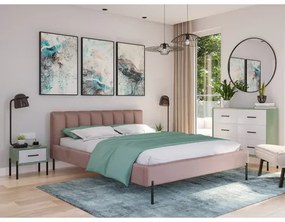 Kárpitozott ágy MILAN mérete 140x200 cm Világos rózsaszín