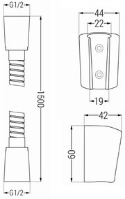 Mexen tartozékok - 1 pontos kézizuhany készlet R-62, grafit, 785626052-66