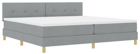 Boxspring Ágy Matrac &amp; LED Fény Világosszürke 200x200 cm Textil