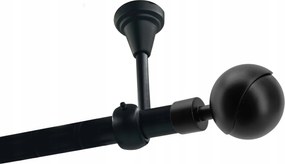 Függönykarnis szimpla Fém Mennyezeti 19mm Fekete Matt 120cm Gömb Gála Kerekek Nélkül