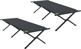 vidaXL Összecsukható Kemping Ágy 2 pcs Fekete 210 x 80 x 46 cm