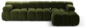 Zöld buklé moduláris sarokkanapé (jobb oldali) Bellis – Micadoni Home