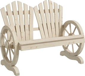 Outsunny 2-Fős Szilárd Fa Kerti Pad Karfával, Terasz Bútor 250 kg Teherbírás, Rusztikus Pad Kertbe, Teraszra, és Más Kültéri Területekre, 108 x 66 x 9