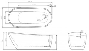 Sierra kád, 170x80x72 cm-es méretben